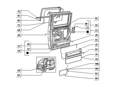 Πίσω πλαϊνή πόρτα και τζάμι